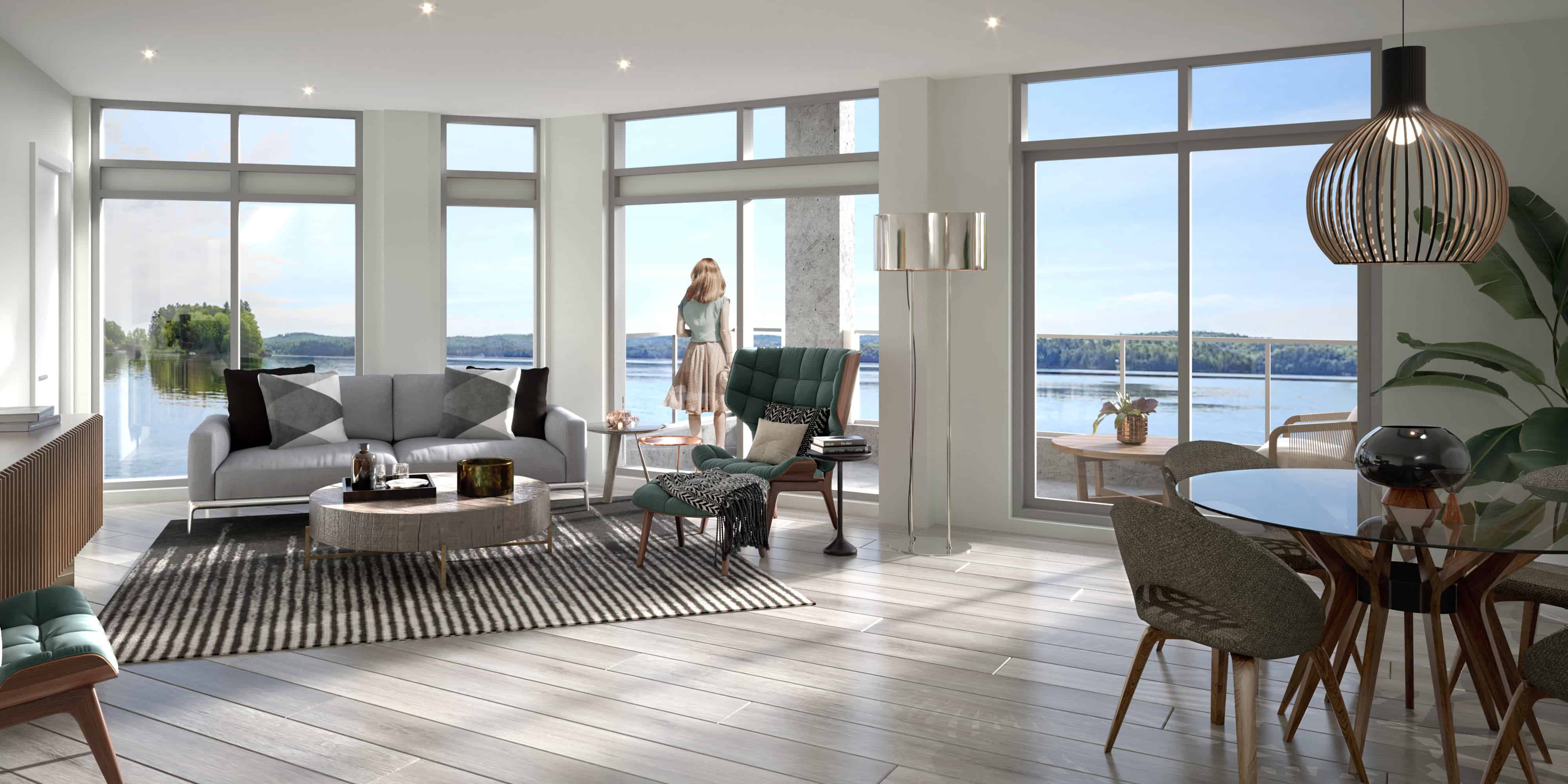 Lakeside Muskoka living room and lake view