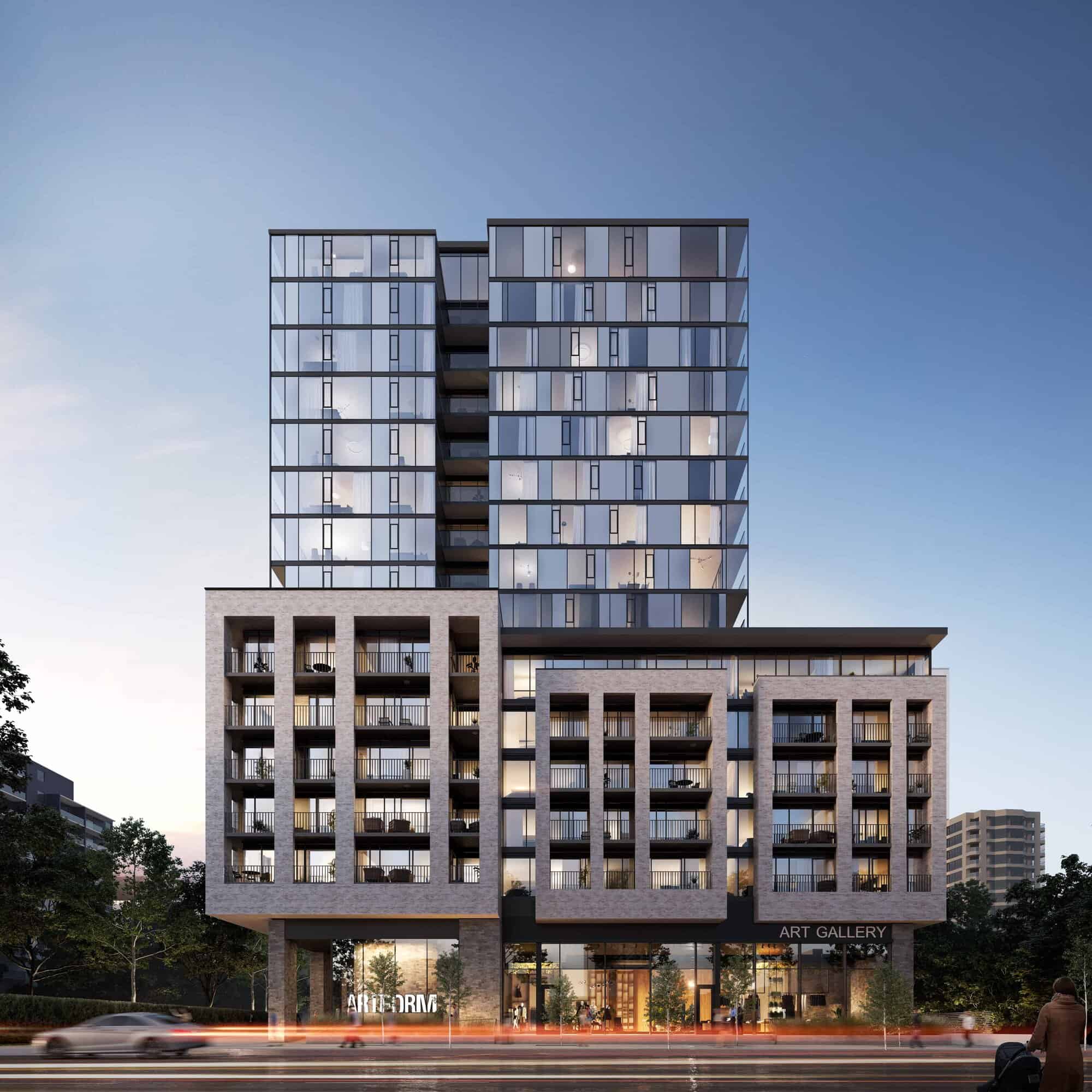 Artform Condos Exterior Dusk Hero
