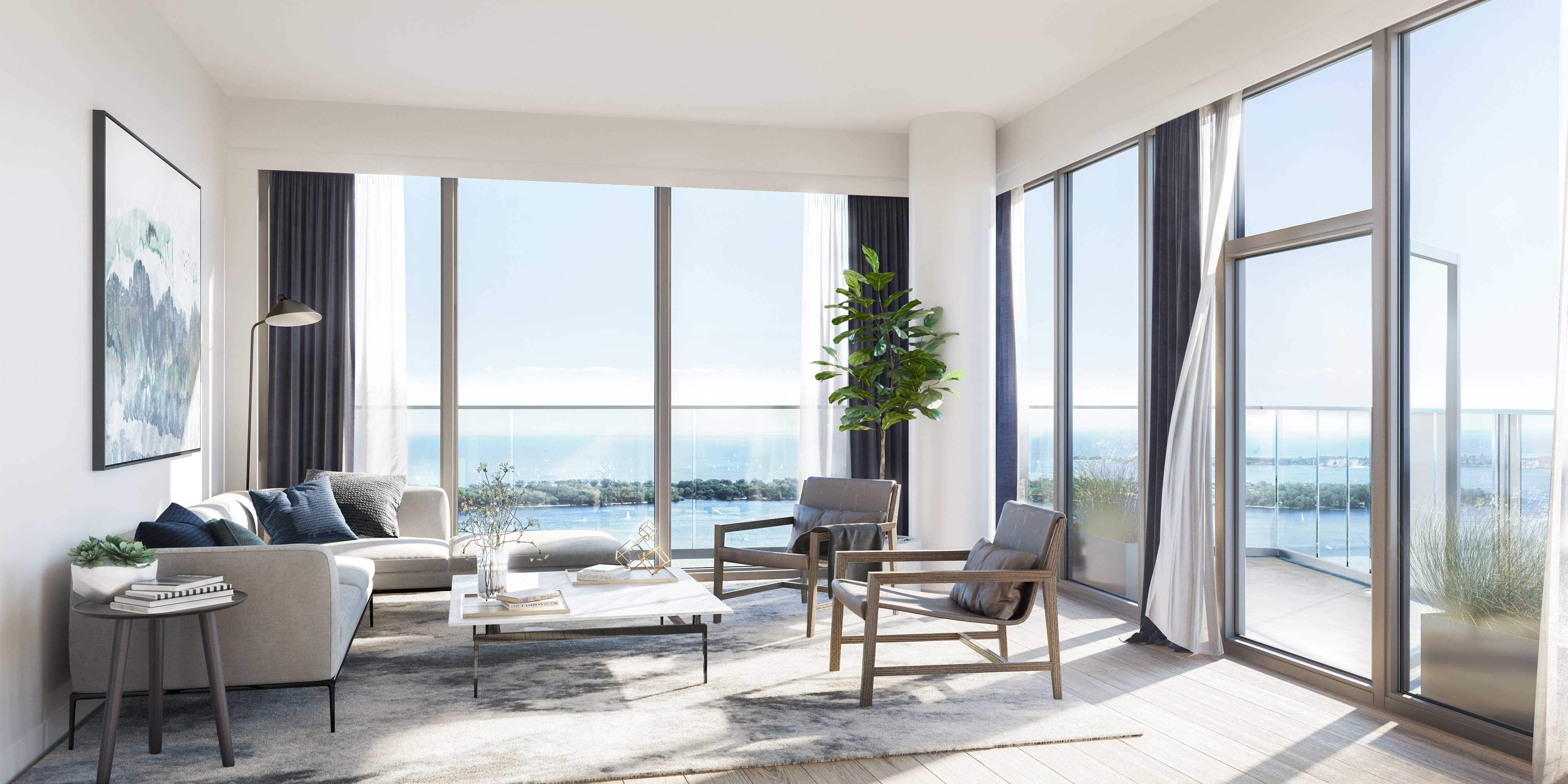 Lakeside Residences living room and view