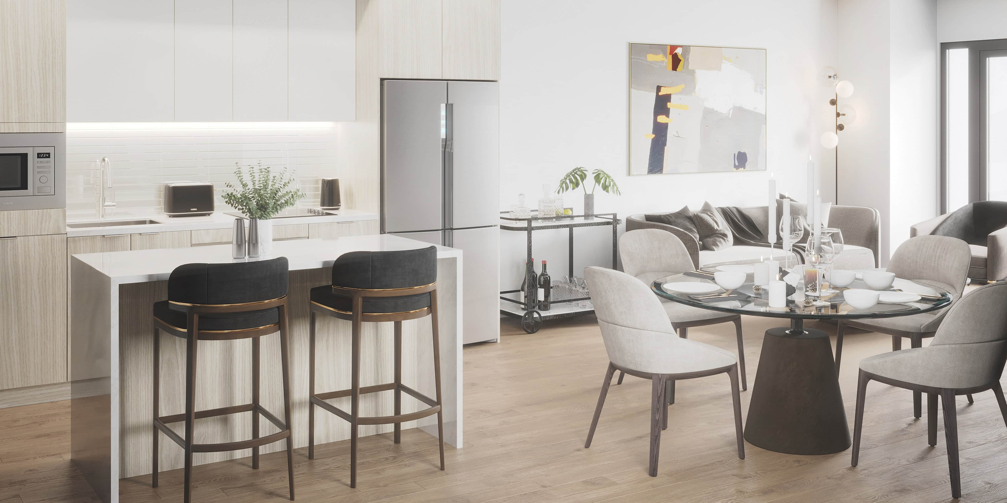 McGibbon condo suite kitchen and dinging