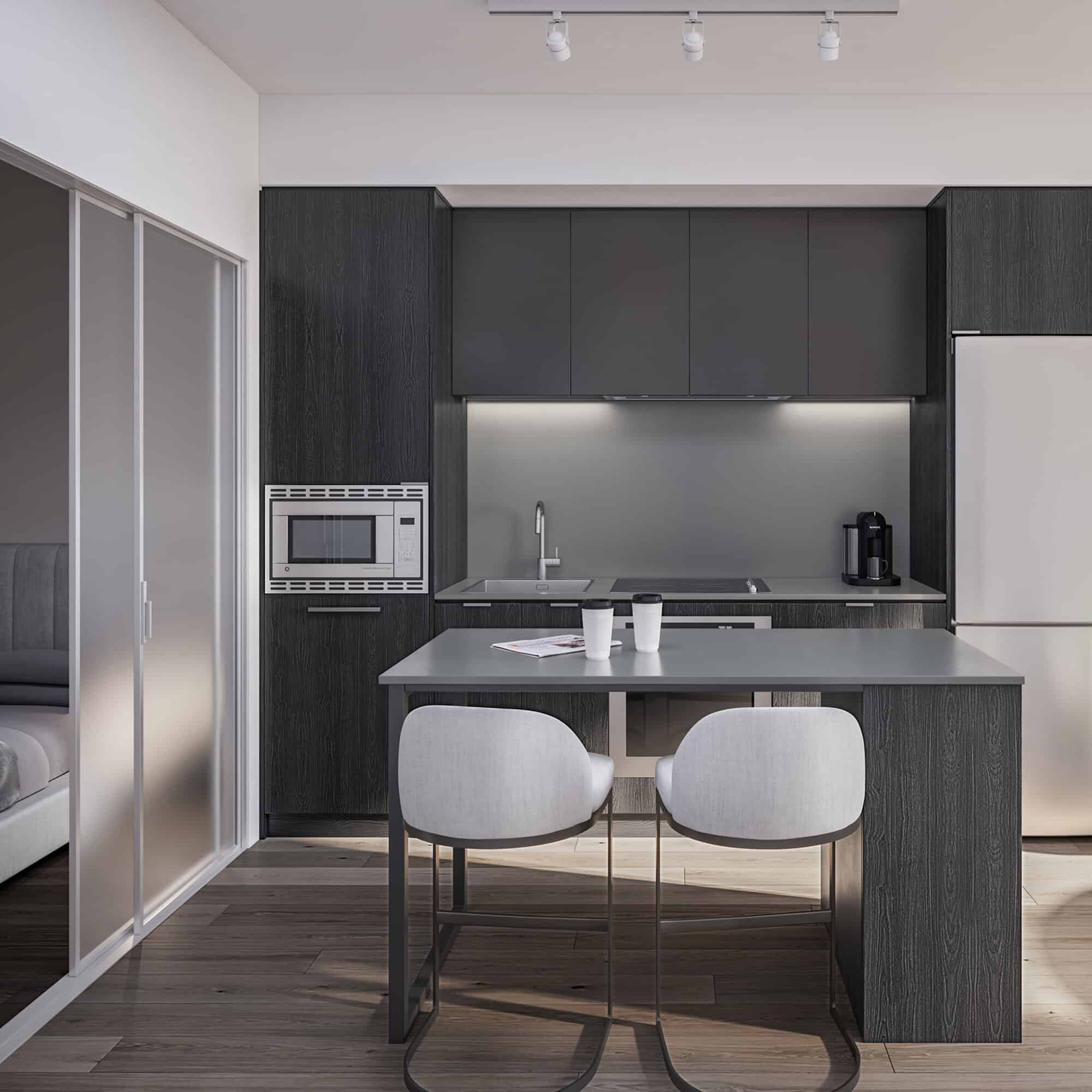 one jarvis suite kitchen bedroom island